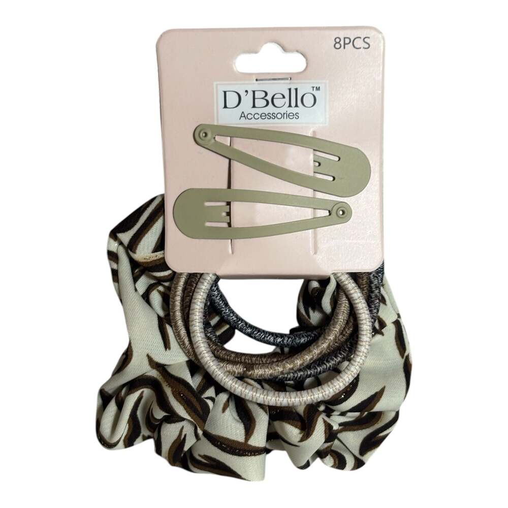D'Bello Accessories 8-Piece Hair Accessory Set with Snap Clips and Scrunchies